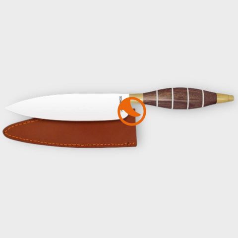 Cuchillo Canario+Funda Cuero Madera 15cm